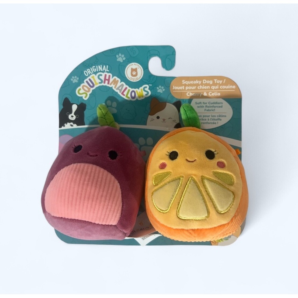Squishmallows Original Squeaky Pet Dog Toy Set of 2 Pack Cherry & Celia NEW!